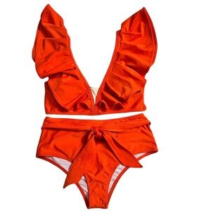 Unbranded Orange High Waisted Bikini Set Size M